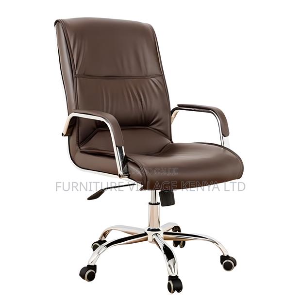 Swivel Leather Office Workstation Chair - thumbnail 8
