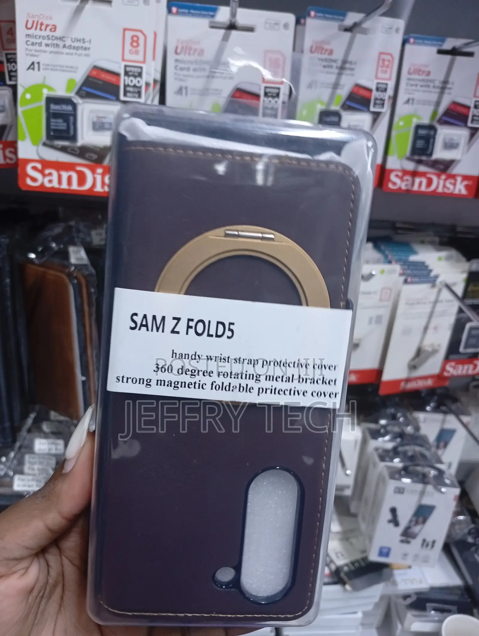 Samsung Galaxy Z Fold5 Leather Protective Case With a Magsafe Stand