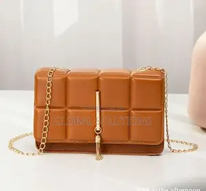 Pu Leather Crossbody Bag With a Quilted Square Pattern