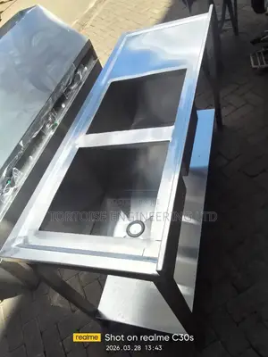Commercial Stainless Steel Double Sink Measuring 1500mmby 550mmby850mm