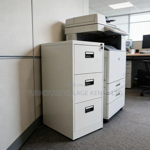 3-Drawer White Metallic Locker File Cabinet - thumbnail 2