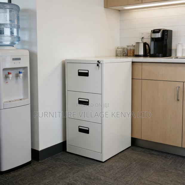 3-Drawer White Metallic Locker File Cabinet - thumbnail 4