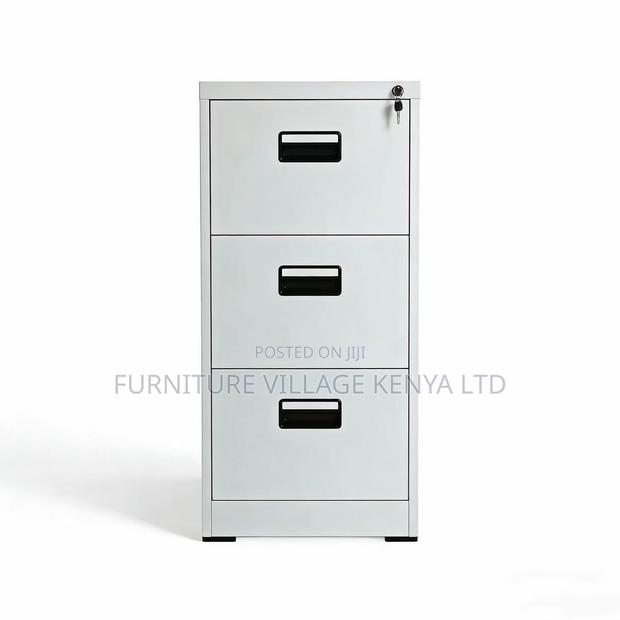 3-Drawer White Metallic Locker File Cabinet - thumbnail 5