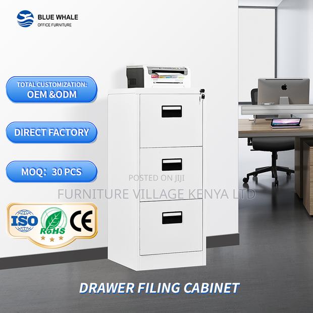 3-Drawer White Metallic Locker File Cabinet - thumbnail 7