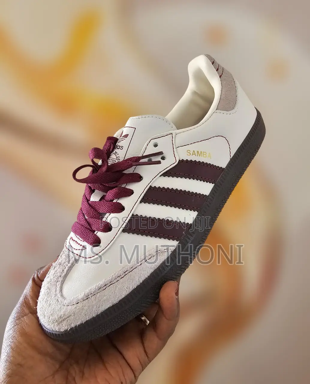 Adidas Samba White/ Maroon Size 37-43