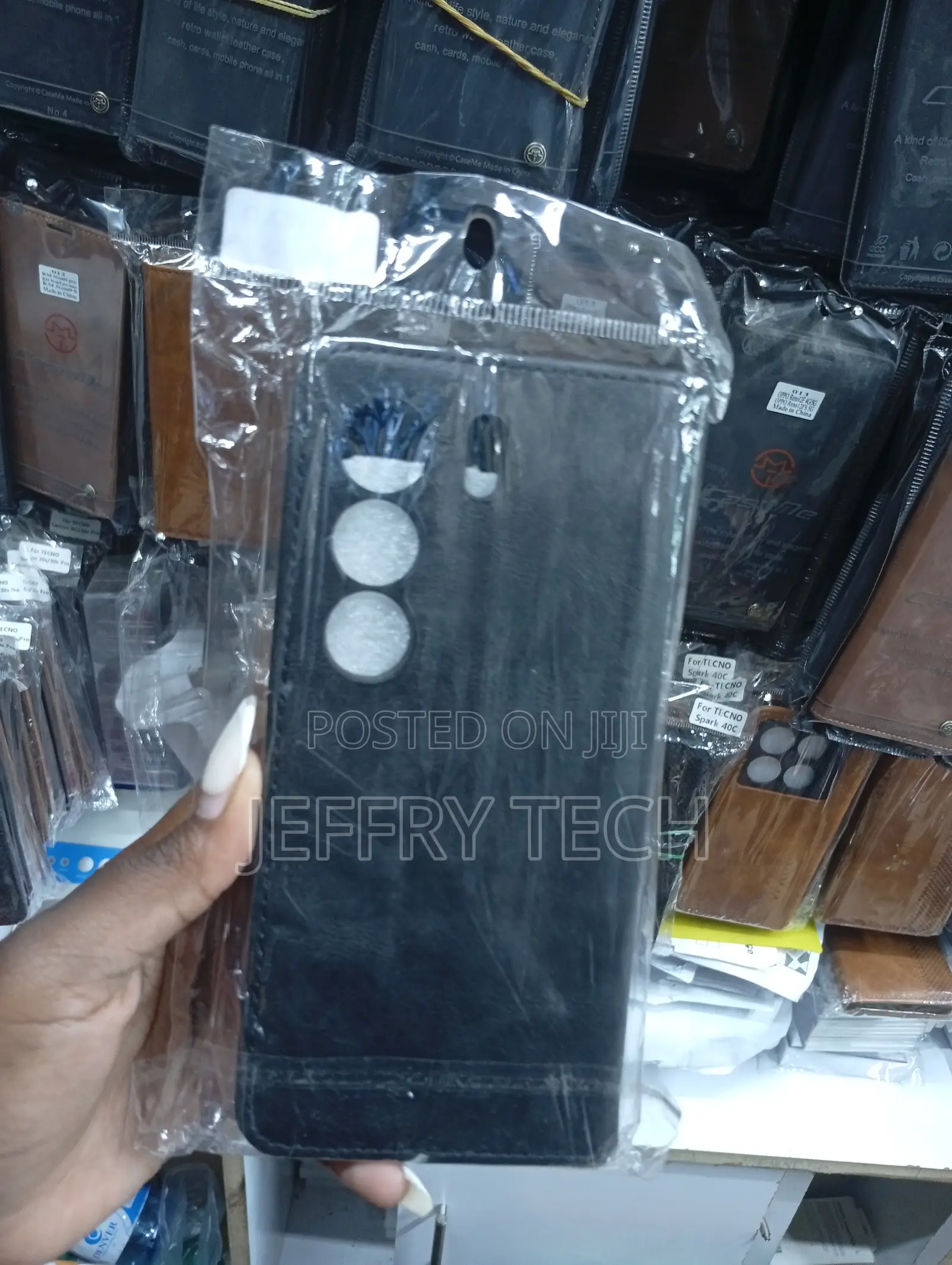 Brand Black Leather Wallet Flip Case Designed for the Tecno Camon 40