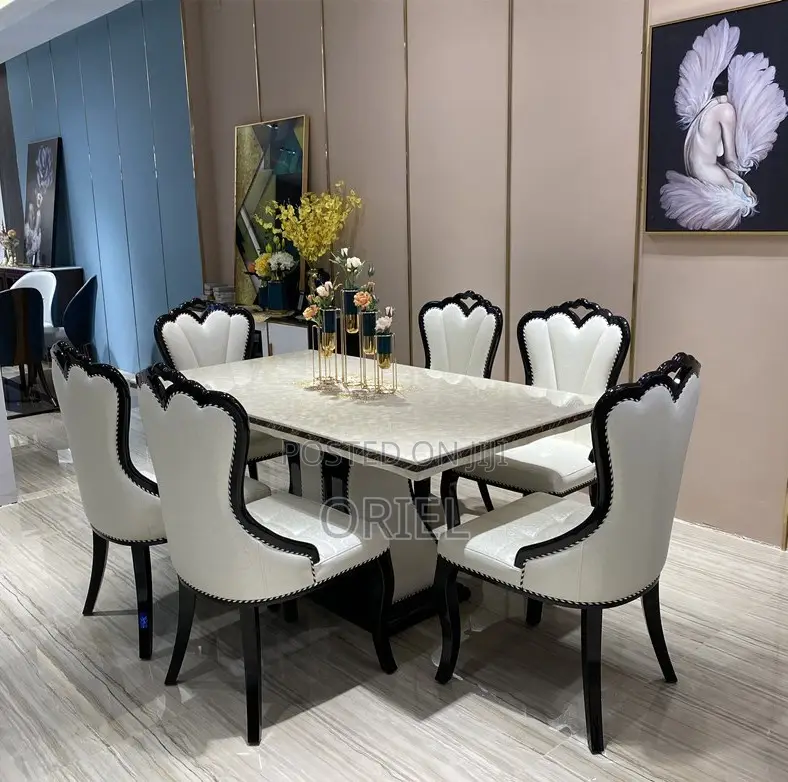 Dining Tables : Black White Marble Dining Table
