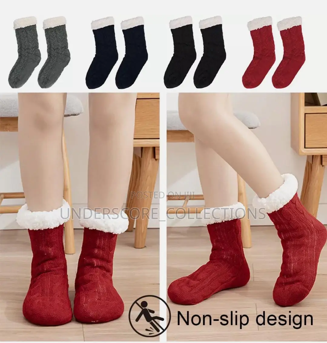 Unisex Slipper Socks Non Slip Knitted (A Pair)
