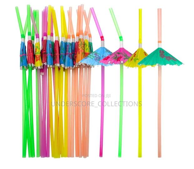Cocktail Drink Straws With Umbrella (50pcs Packet) - thumbnail 2