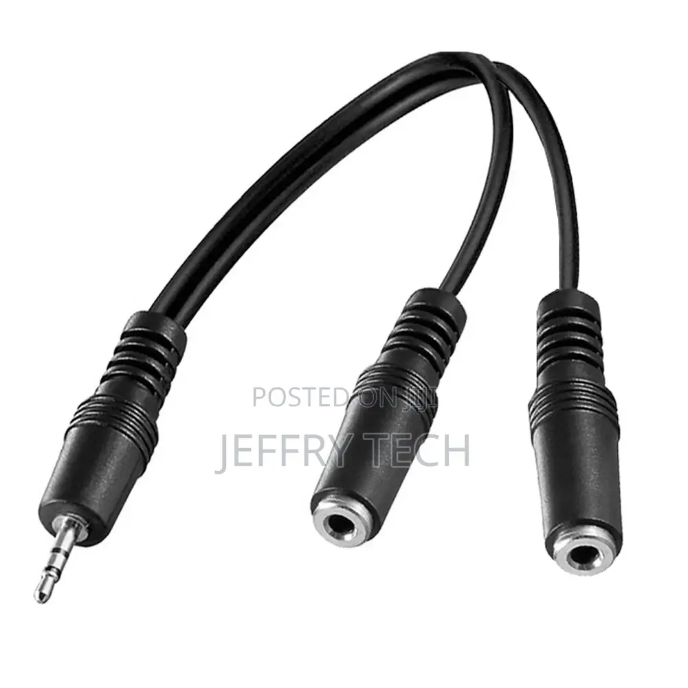 Audio Jack Y Adapter, 3.5mm Plug to 2x 3.5mm Socket Headset Stereo Aux