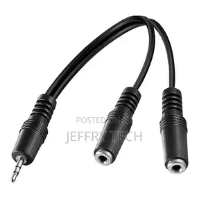 Audio Jack Y Adapter, 3.5mm Plug to 2x 3.5mm Socket Headset Stereo Aux