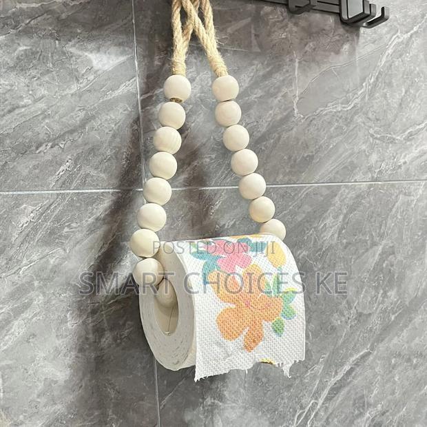 Creative Natural Wood Beaded Toilet Paper Roll Holder
