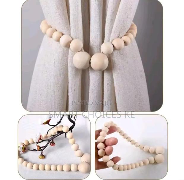 2pcs Magnetic Wooden Beads Curtain Tiebacks Boho Decor Accessories - thumbnail 4
