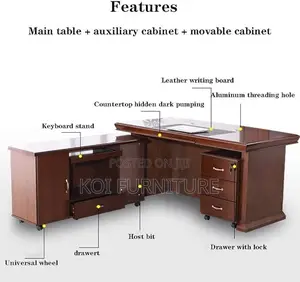 Office Desk; 1.4 Meters Mahogany Executive Office Desk