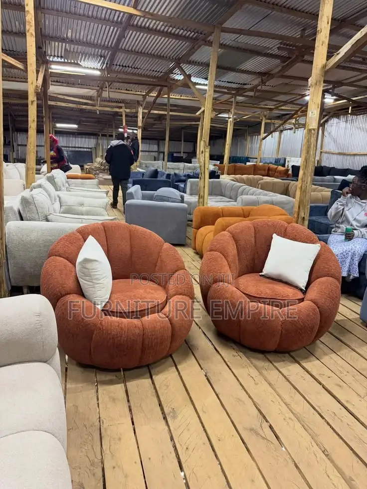 Pair of Rust- Colored Plush Armchair