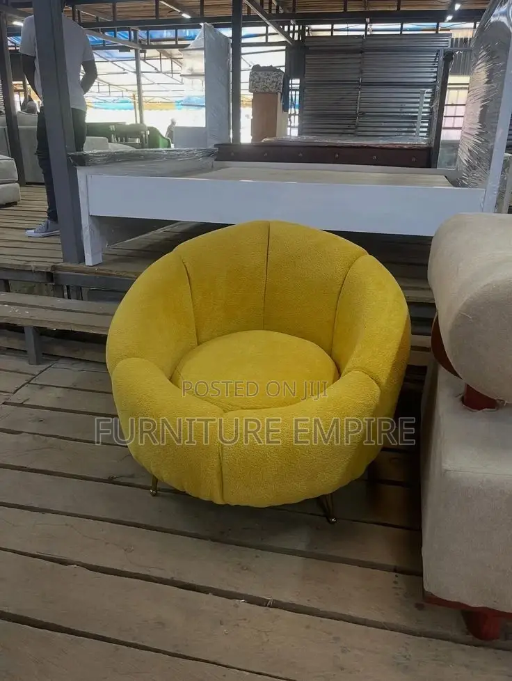 Bright Yellow Plush Armchair