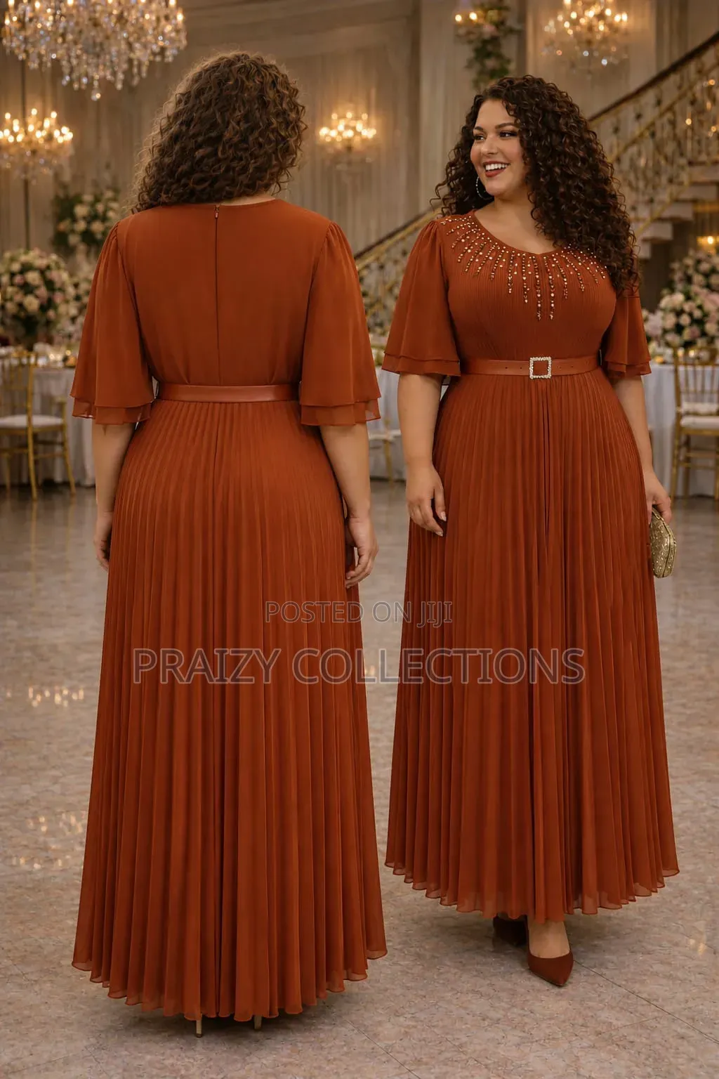 Chiffon Pleated Maxi Dress