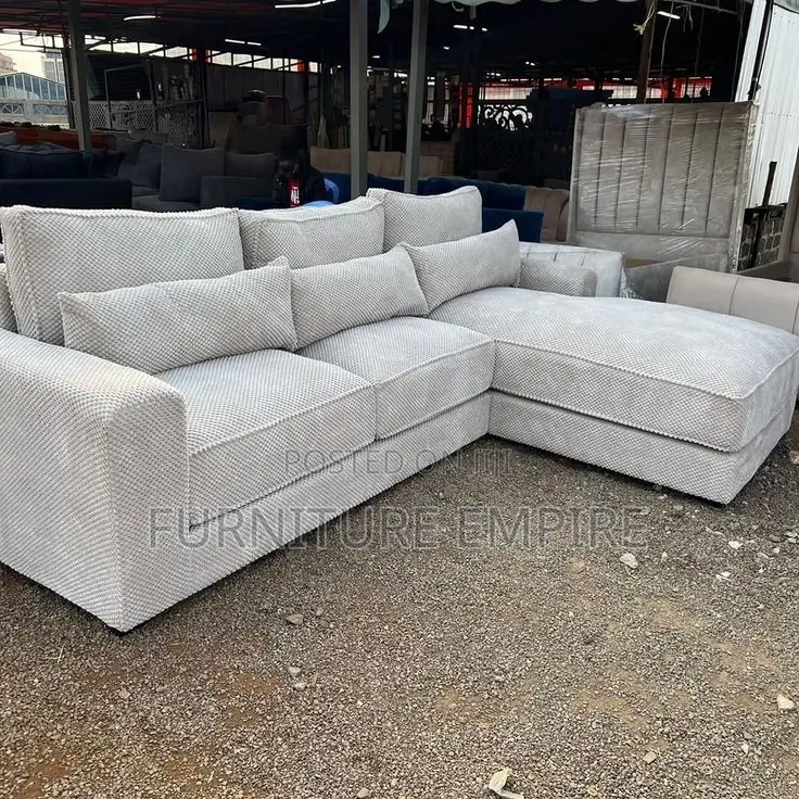 White Cushioned L Shaped Seat