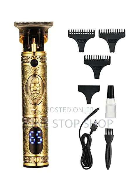 Gold T_9 Blade Hair Trimmer Vintage Carving Design Wit Digital Display