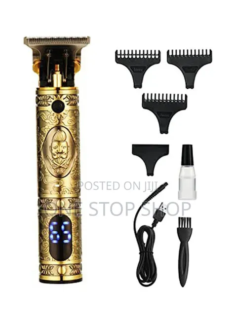Gold T_9 Blade Hair Trimmer Vintage Carving Design Wit Digital Display