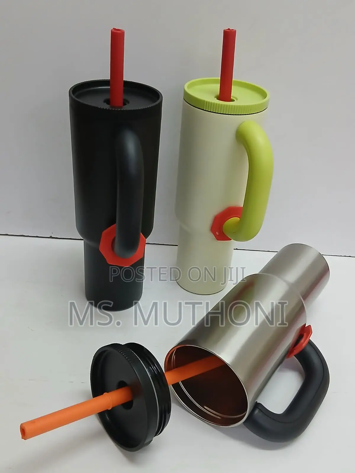 Shein 1050 Ml Stainless Steel Tumblers With Handles and Straws.