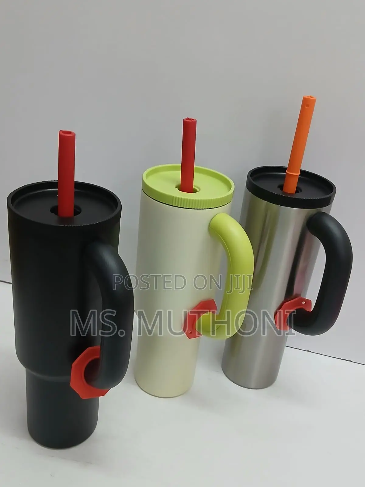 Shein 1050 Ml Stainless Steel Tumblers With Handles and Straws.
