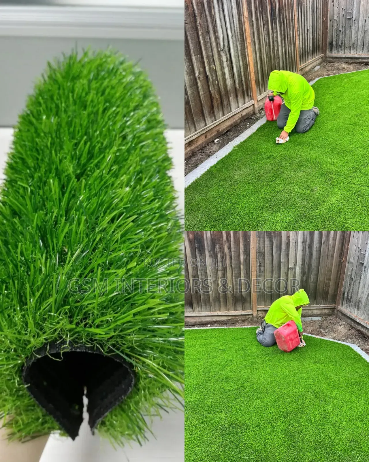 Artificial Green Grass Carpets for Fenced Backyard