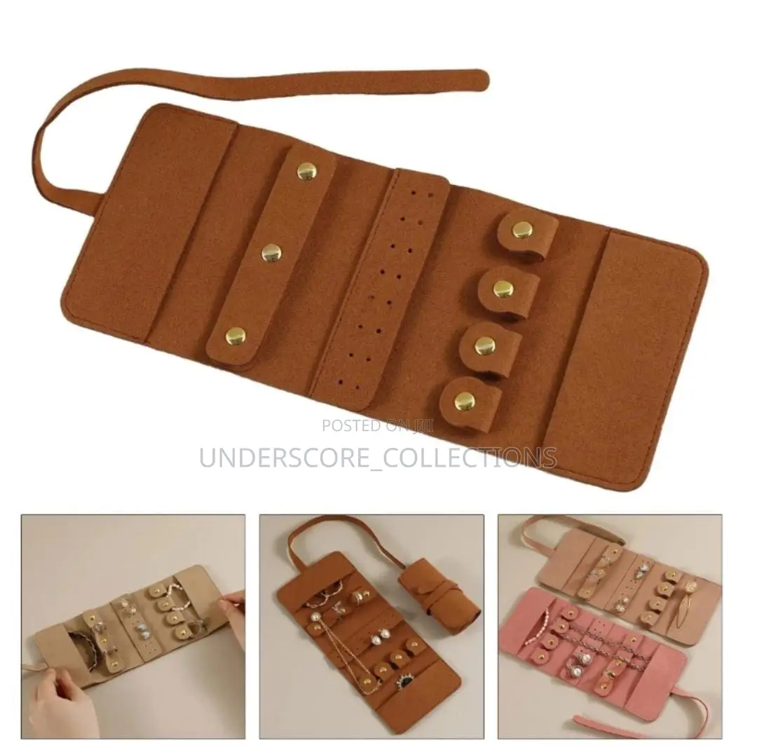 Jewelry Storage Bag Compact Roll Faux Leather
