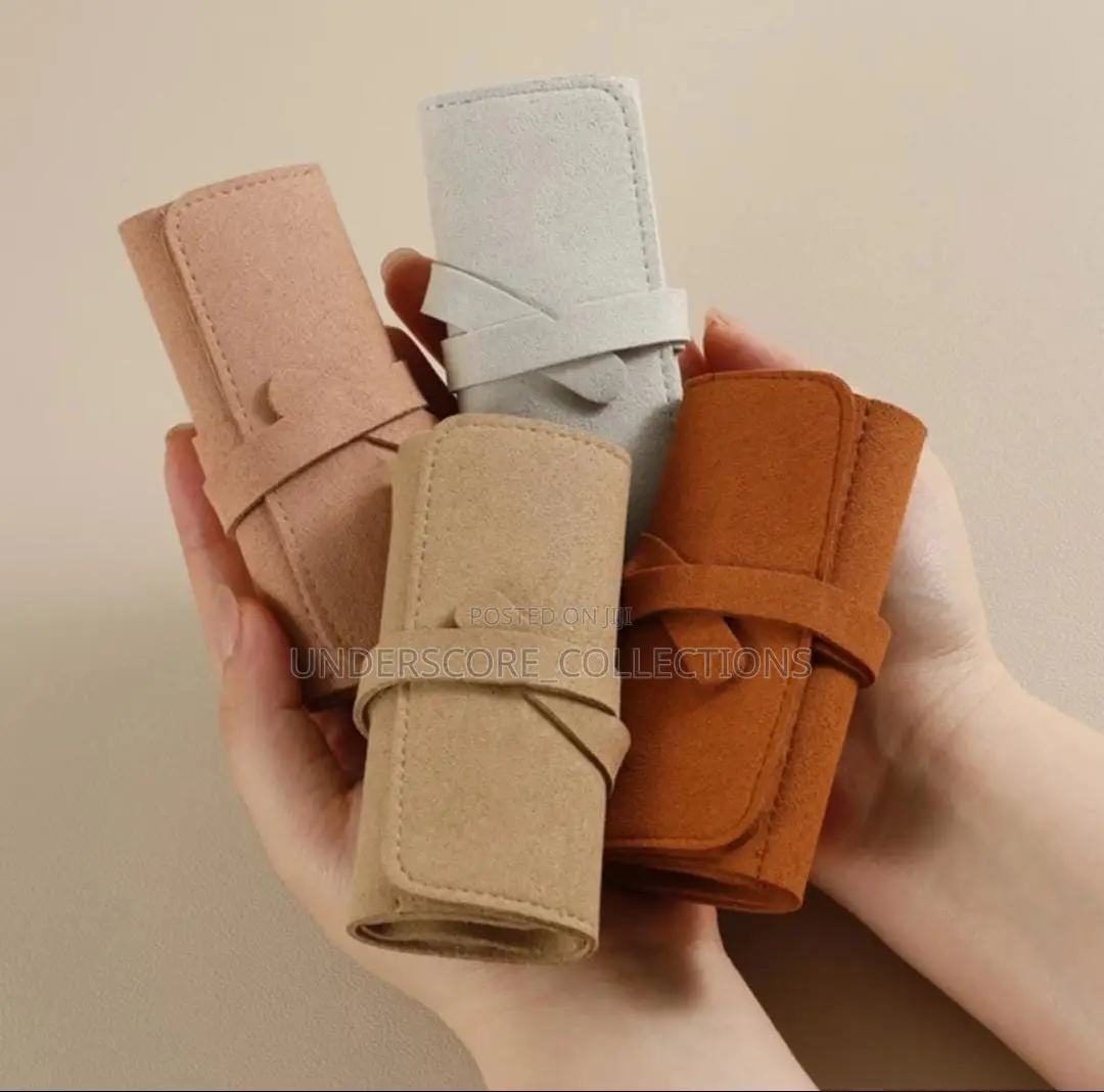 Jewelry Storage Bag Compact Roll Faux Leather