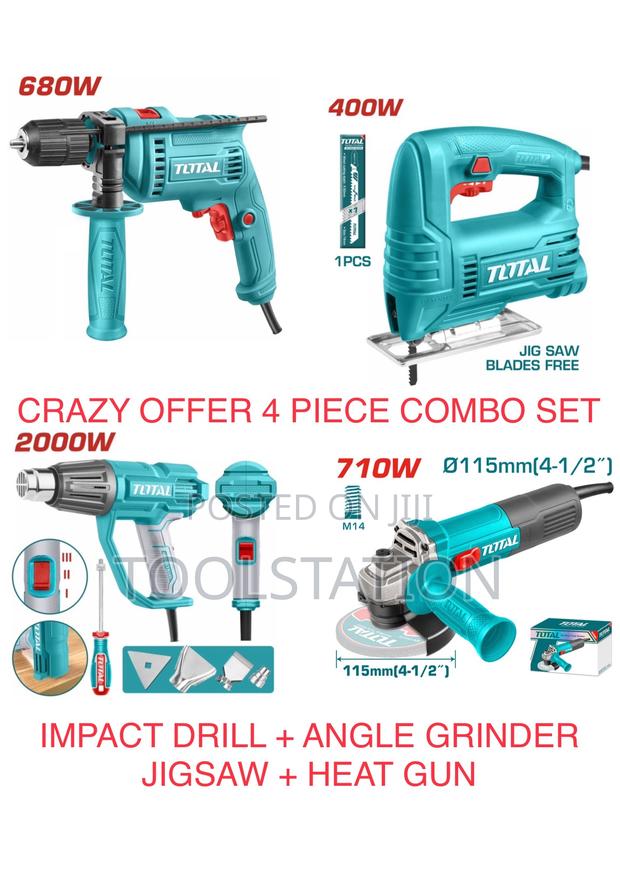 Crazy Offer 4 Pc Combo Impact Drill, Angle Grinder, Heat Gun, Jigsaw