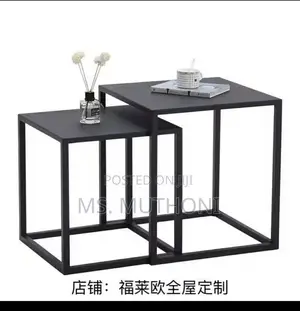 2-Piece Coffee Table End Table Set – Engineered Wood Metal