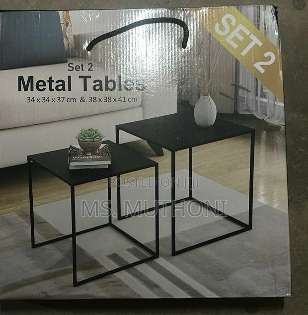2-Piece Coffee Table End Table Set – Engineered Wood Metal