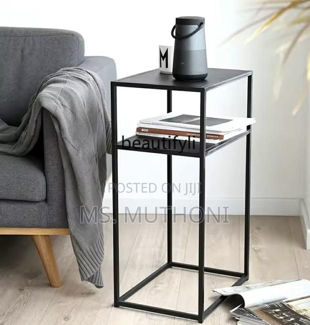 Metallic Side, Bedside, Coffee End Table – Square With Shel - thumbnail 3