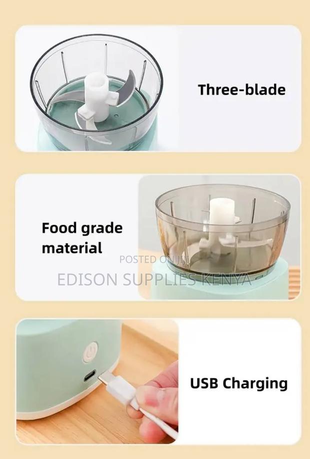Food Processor Rechargeable Mini Food Processor, Chopper, Meat Mincer - thumbnail 4