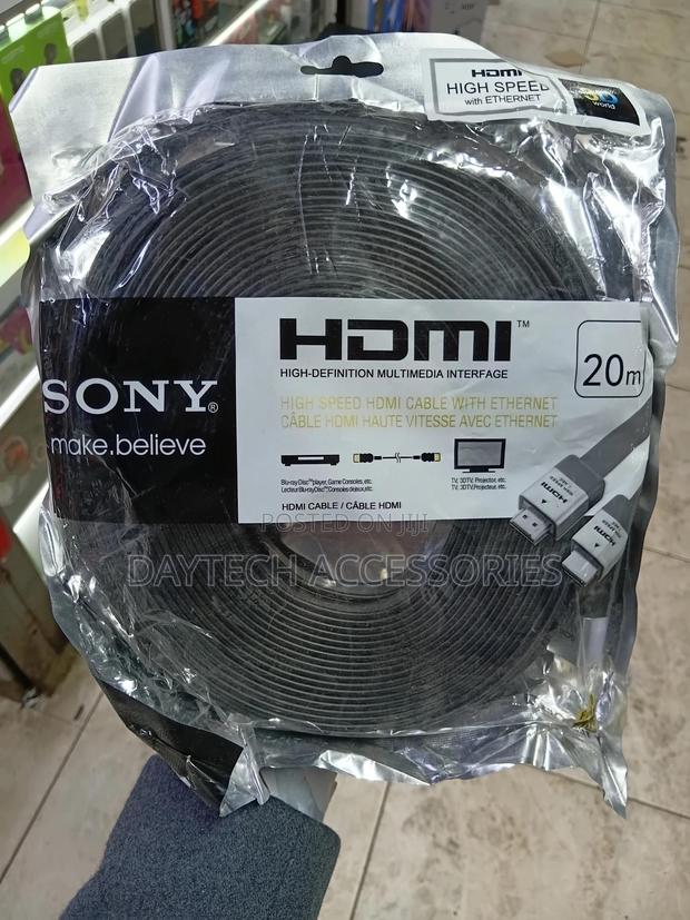 20-Meter Sony Flat High Speed Hdmi Cable With Ethernet in Black. - thumbnail 3