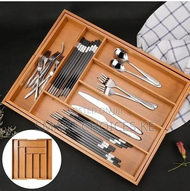 Multifunctional Bamboo Drawer Organizer - thumbnail 3