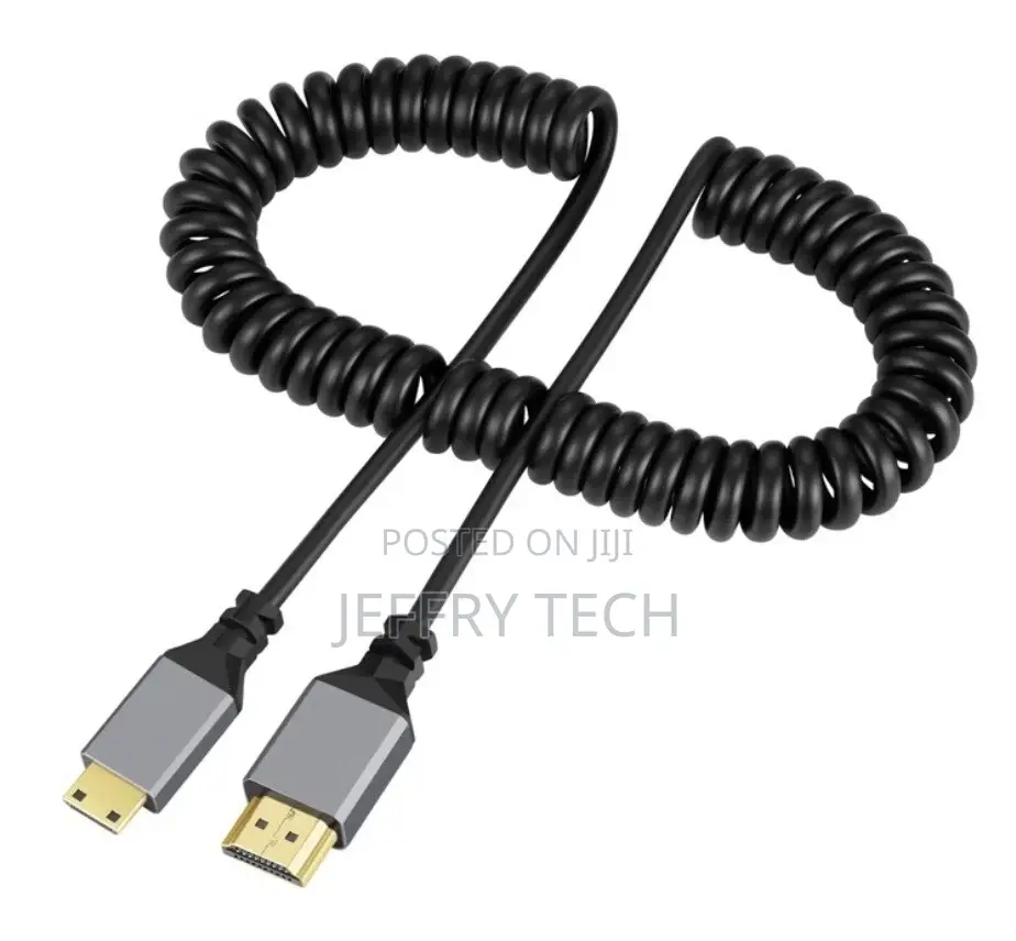 Mini Hdmi to Standard Hdmi Coiled Audio Video Cable at 60hz