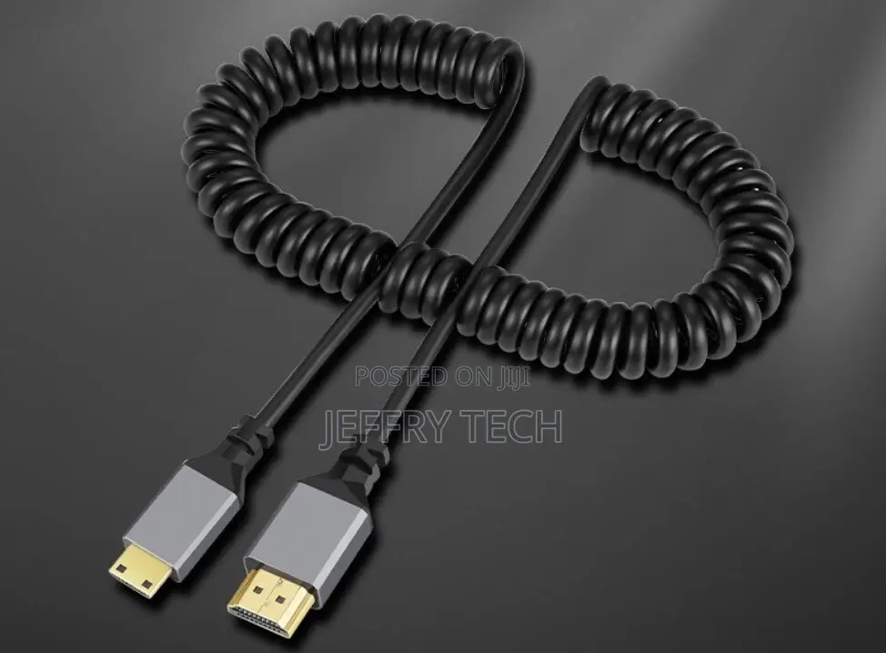 Mini Hdmi to Standard Hdmi Coiled Audio Video Cable at 60hz
