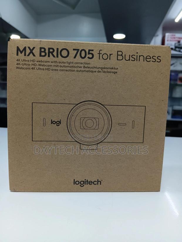 This Is a Logitech Mx Brio 705 for Business Ultra Hd Webcam Box.