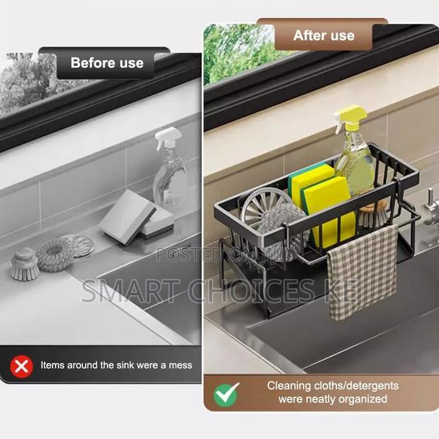 Plastic Sponge Drainer Rack Stainless Kitchen Organizer - thumbnail 3