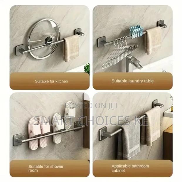 50cm Wallmounted Towel Rack 
No Drilling Bathroom Horizontal Bar - thumbnail 2