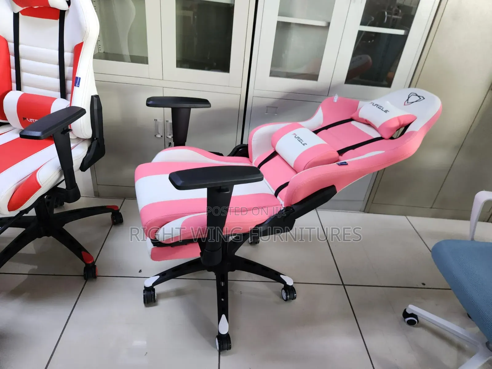 Home Office Leather Pink Gaming With Lumbar Support Footrest