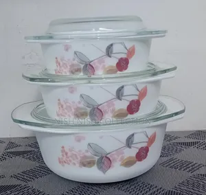 3pcs Flowered Casserole Dishes.