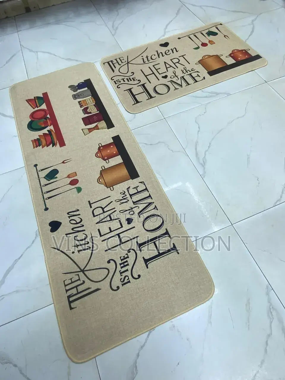 2pc Kitchen Mats With Rubber Bottom