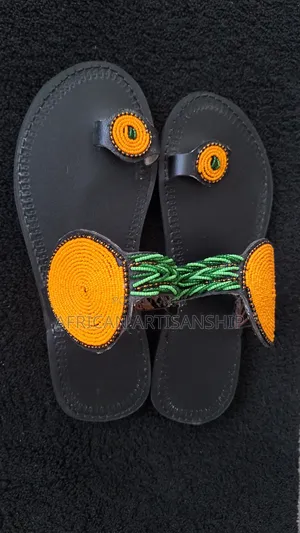 Beaded Maasai Sandals Black Edition