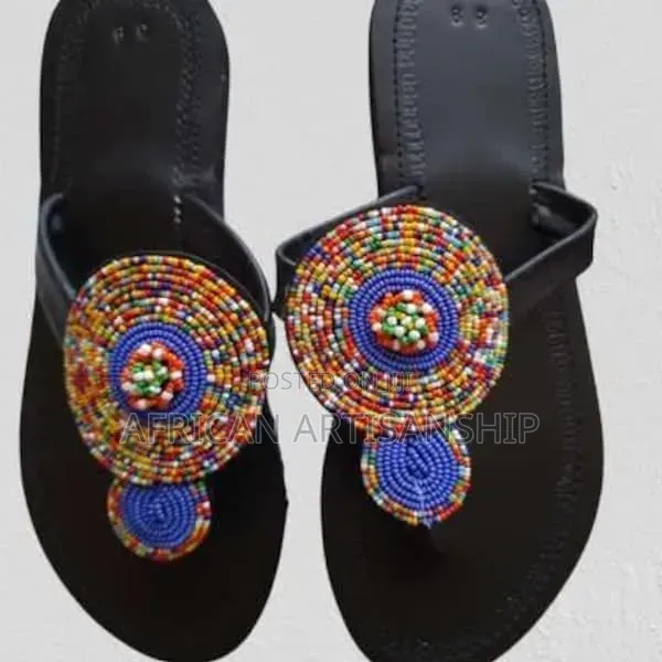 Beaded Maasai Sandals Black Edition