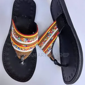 Beaded Maasai Sandals Black Edition