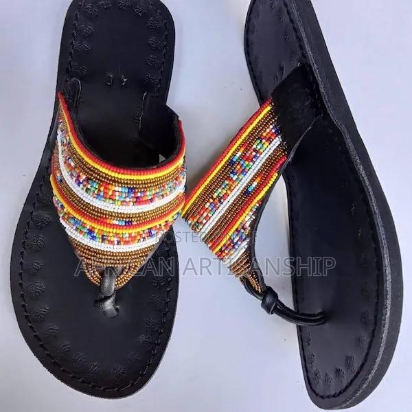 Beaded Maasai Sandals Black Edition - thumbnail 4