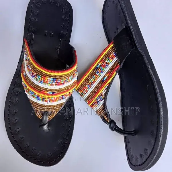 Beaded Maasai Sandals Black Edition