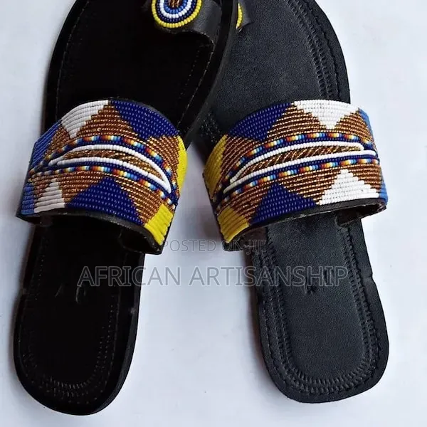 Beaded Maasai Sandals Black Edition